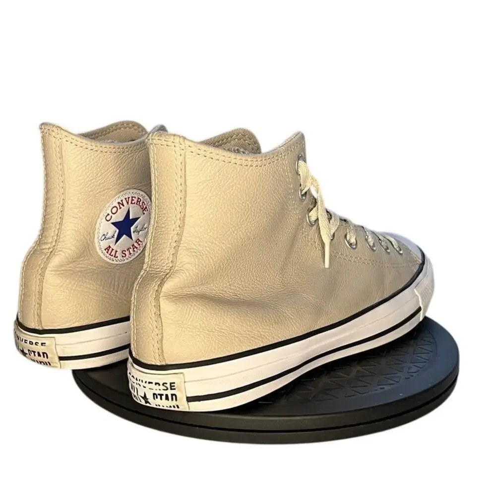 Unisex Converse Chuck Taylor All Star 171462C Leather Hi-Top Shoes M8/W10 Beige
